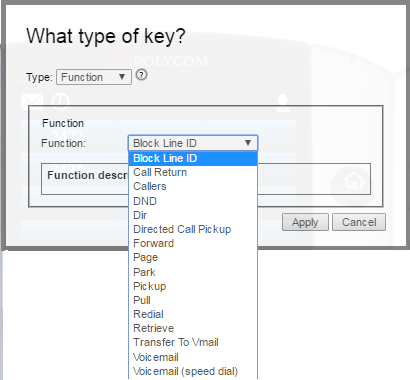 Many types of function keys like Call Pickup and Call Park 2016-07-29-SV-DeviceManager14